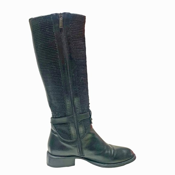 AQUATALIA by Marvin K Undy Black Woven Elastane & Leather Riding Boot - Picture 3 of 13